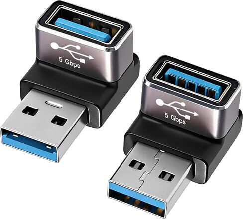 محول USB 3.0 بزاوية 90 درجة، زاوية قائمة USB A ذكر إلى أنثى، عبوتان للتنقل (OTG)، مزامنة بيانات بسرعة 5 جيجابت في الثانية، أسود، للكمبيوتر الشخصي والكمبيوتر المحمول والماوس ولوحة المفاتيح in Saudi Arabia