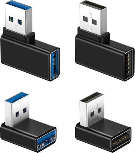 محول Basesailor USB A ذكر إلى أنثى 90 درجة، 4 حزم، موصلات USB 3.0 بزاوية يسار ويسار، موسع USB 5 جيجابت في الثانية لـ CarPlay، الطابعة، PS5 PS4، أجهزة الكمبيوتر المحمولة، القرص، بنك الطاقة، الشواحن، الكمبيوتر in Saudi Arabia
