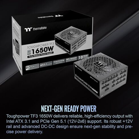 Thermaltake Toughpower TF3 1650W; ATX 3.1; x2 Native PCIe 5.1 12V-2x6; Dual-Color H++ Connectors; Multi/Single Rail OCM Toggle; 100% Japanese Capacitors; 80 Plus Titanium; PS-TPD-1650FNFATU-1 in Saudi Arabia