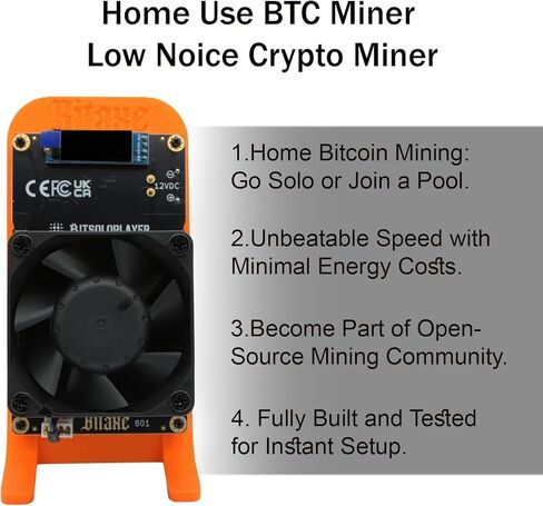 جهاز تعدين البيتكوين، ترقية جديدة Bitaxe GT801 ذات معدل تجزئة منخفض للغاية يصل إلى 2.4TH/s، 40 وات، جهاز تعدين تشفير مفتوح المصدر للمنزل والتعدين على نطاق صغير - برتقالي in Kuwait