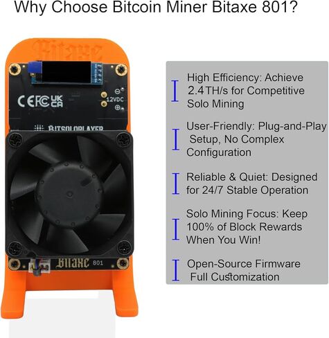 جهاز تعدين البيتكوين، ترقية جديدة Bitaxe GT801 ذات معدل تجزئة منخفض للغاية يصل إلى 2.4TH/s، 40 وات، جهاز تعدين تشفير مفتوح المصدر للمنزل والتعدين على نطاق صغير - برتقالي in Kuwait