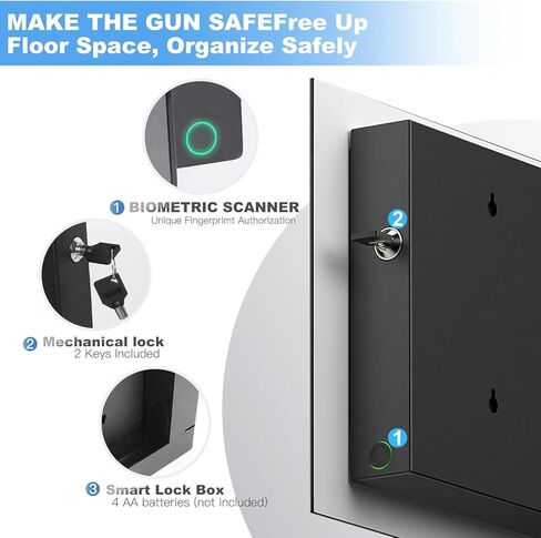 Biometric Hidden Gun Safe fits 2 pistols,Quick Access Hidden Gun Storage with Movable Bracket and Magazine,Wall Mount Gun Safe for Secure Firearm Storage with Fingerprint, Key Access(Tree) in Saudi Arabia
