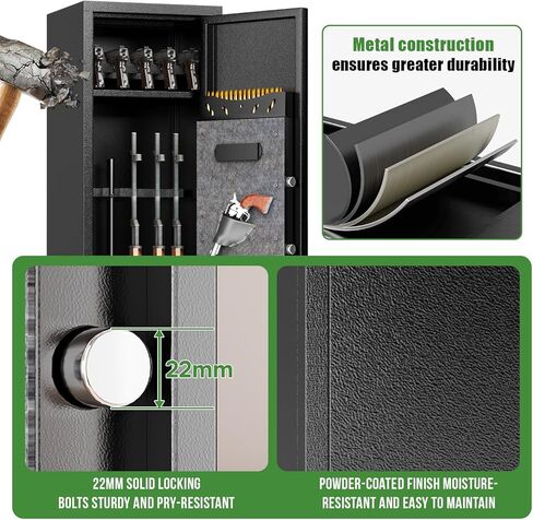 7-14 Gun Safes for Home Rifle and Pistols, Large Gun Storage Cabinet, Shotgun Safes, Safe Quick-Access Long Gun & Ammunition, Removable Gun Racks, with Dual Alarm & Mute Mode,13.7"W x 11.8"D x 57"H in Saudi Arabia