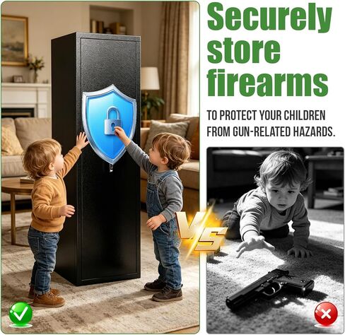 7-14 Gun Safes for Home Rifle and Pistols, Large Gun Storage Cabinet, Shotgun Safes, Safe Quick-Access Long Gun & Ammunition, Removable Gun Racks, with Dual Alarm & Mute Mode,13.7"W x 11.8"D x 57"H in Saudi Arabia