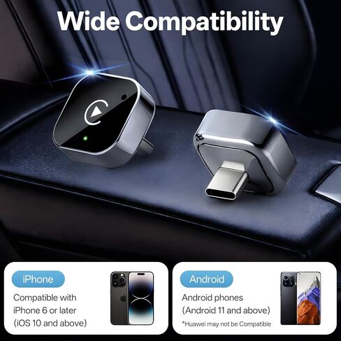 محول USB C اللاسلكي CarPlay & Android Auto، سلكي إلى دونجل لاسلكي | التوصيل والتشغيل متوافق مع هواتف iPhone وAndroid الذكية. in Kuwait