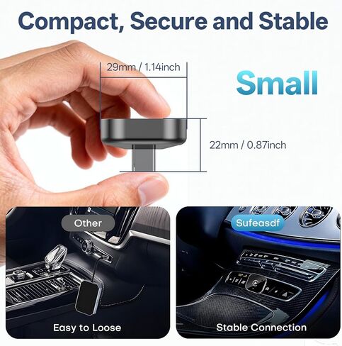 محول USB C اللاسلكي CarPlay & Android Auto، سلكي إلى دونجل لاسلكي | التوصيل والتشغيل متوافق مع هواتف iPhone وAndroid الذكية. in Kuwait