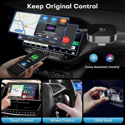 محول USB C اللاسلكي CarPlay & Android Auto، سلكي إلى دونجل لاسلكي | التوصيل والتشغيل متوافق مع هواتف iPhone وAndroid الذكية. in Kuwait