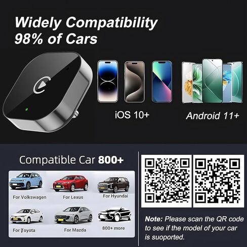 محول USB C اللاسلكي CarPlay & Android Auto، سلكي إلى دونجل لاسلكي | التوصيل والتشغيل متوافق مع هواتف iPhone وAndroid الذكية. in Kuwait
