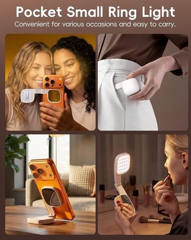 Magnetic Phone Selfie Light，360° Foldable Ring Light with 3 Colors & Dimmable Brightness, 1000mAh, MagSafe Compatible with iPhone 17-12 & All Phones for Zoom/TikTok/Selfie (XJ-105) in Saudi Arabia