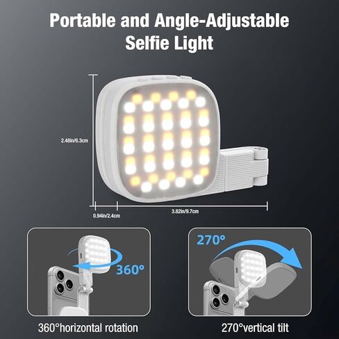 Magnetic Phone Selfie Light，360° Foldable Ring Light with 3 Colors & Dimmable Brightness, 1000mAh, MagSafe Compatible with iPhone 17-12 & All Phones for Zoom/TikTok/Selfie (XJ-105) in Saudi Arabia