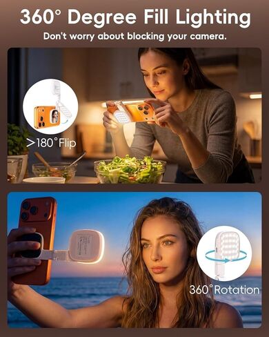 Magnetic Phone Selfie Light，360° Foldable Ring Light with 3 Colors & Dimmable Brightness, 1000mAh, MagSafe Compatible with iPhone 17-12 & All Phones for Zoom/TikTok/Selfie (XJ-105) in Saudi Arabia