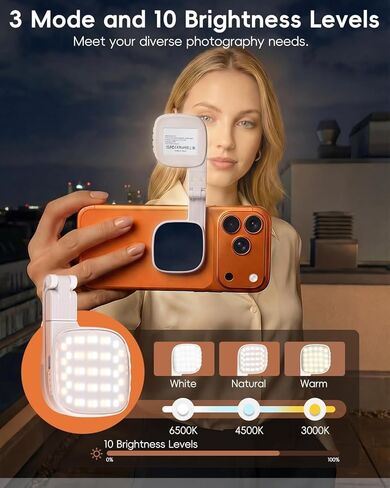 Magnetic Phone Selfie Light，360° Foldable Ring Light with 3 Colors & Dimmable Brightness, 1000mAh, MagSafe Compatible with iPhone 17-12 & All Phones for Zoom/TikTok/Selfie (XJ-105) in Saudi Arabia