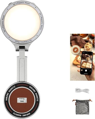 Harlowe Sol 5 V2 Magnetic Selfie Light for iPhone 15 14 13 12, Portable Phone Fill Light with Built-in Makeup Mirror, Clip-on Video Light for Content Creators, TikTok, Vlogging in Saudi Arabia