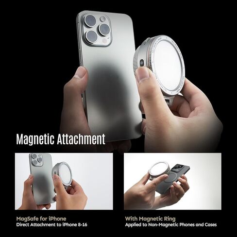 Harlowe Sol 5 V2 Magnetic Selfie Light for iPhone 15 14 13 12, Portable Phone Fill Light with Built-in Makeup Mirror, Clip-on Video Light for Content Creators, TikTok, Vlogging in Saudi Arabia