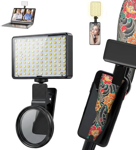 مجموعة إضاءة LED للوشم مع 120 خرزة LED وعدسة مرشح CPL مقاس 58 مم - إعداد سريع لمعدات الوشم، ضوء سيلفي للبث المباشر عبر الهاتف المحمول، والتقاط صور الوشم وتسجيل الفيديو in Saudi Arabia