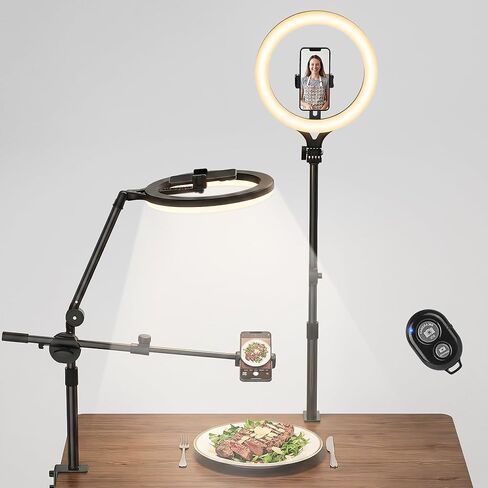 11" Ring Light with Stand, Featuring Overhead Phone Mount and Desk Ring Light with Phone Holder, Perfect for Phone Stand for Recording and Product Photography, Live Streaming YouTube TikTok in Saudi Arabia