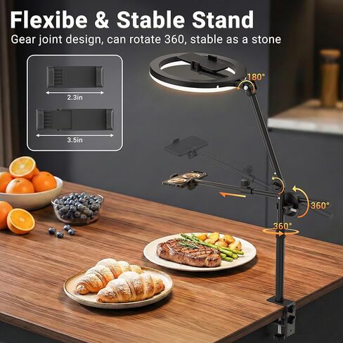 11" Ring Light with Stand, Featuring Overhead Phone Mount and Desk Ring Light with Phone Holder, Perfect for Phone Stand for Recording and Product Photography, Live Streaming YouTube TikTok in Saudi Arabia