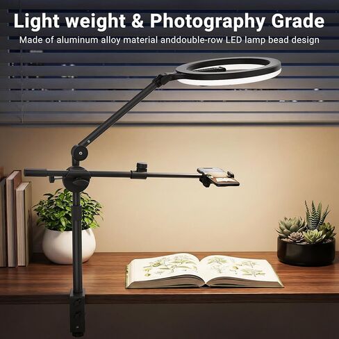 11" Ring Light with Stand, Featuring Overhead Phone Mount and Desk Ring Light with Phone Holder, Perfect for Phone Stand for Recording and Product Photography, Live Streaming YouTube TikTok in Saudi Arabia