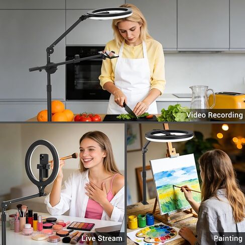 11" Ring Light with Stand, Featuring Overhead Phone Mount and Desk Ring Light with Phone Holder, Perfect for Phone Stand for Recording and Product Photography, Live Streaming YouTube TikTok in Saudi Arabia