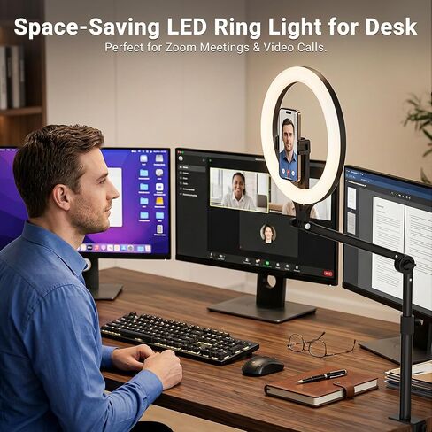 11" Ring Light with Stand, Featuring Overhead Phone Mount and Desk Ring Light with Phone Holder, Perfect for Phone Stand for Recording and Product Photography, Live Streaming YouTube TikTok in Saudi Arabia