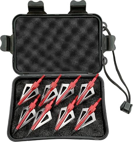 12 Pack Archery Hunting Broadheads, 100 Grains Screw-in Arrow Archery 3 Blades Hunting Heads Arrow Tips Compatible with Crossbow and Compound Bow with Broadhead Storage Case in Saudi Arabia