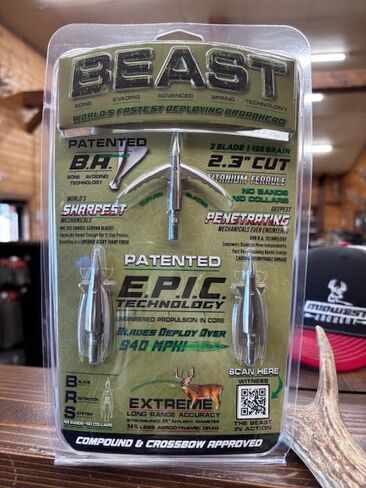 Beast Titanium Broadheads 2.3" Cut, 2 Blade, 125 gr, 3pk in Saudi Arabia