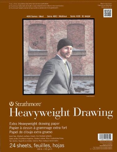 Strathmore 400 Series Heavyweight Drawing Pad, Medium Surface, 14"x17" Wire Bound, 24 Sheets in Kuwait