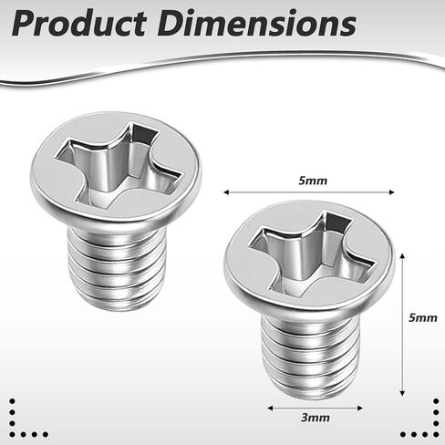 50Pcs 6/32#6-32 x 1/4in Flat Head Screw, Hard Drive Screws 2.5 inch Stainless Flat Phillips Head HDD SSD Hot Swap Caddy Tray M3 x 5mm Mounting Screw for Computer PC Laptop Case, Silver in Saudi Arabia