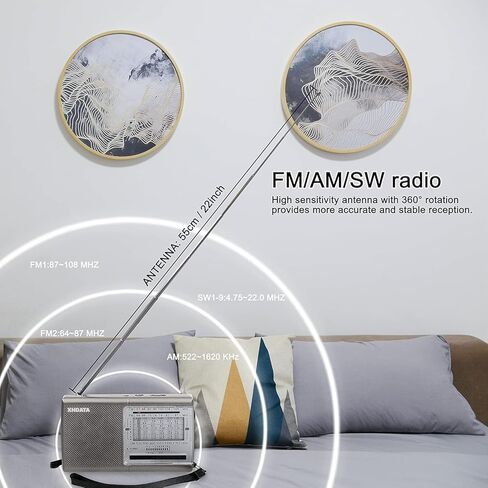 XHDATA D219 راديو AM FM محمول على الموجات القصيرة يعمل بالبطارية راديو استقبال رائع صغير مع صوت جيد، مقبس سماعة أذن لكبار السن، المنزل، الطفل [فضي] in Kuwait