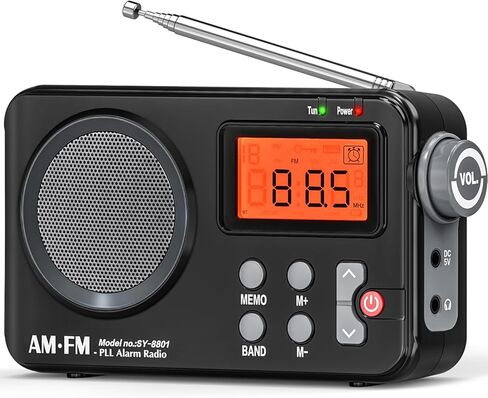 راديو AM FM المحمول من Goodes، راديو ترانزستور مع شاشة كبيرة، ساعة منبه، مؤقت للنوم ومقبس سماعة رأس، بطارية 4AA تعمل أو توصيل بالحائط، للمنزل، في الهواء الطلق، في حالات الطوارئ in Kuwait
