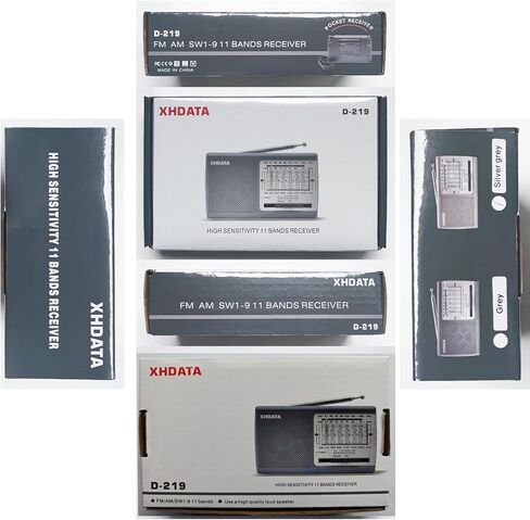 XHDATA D219 راديو AM FM محمول على الموجات القصيرة يعمل بالبطارية راديو استقبال رائع صغير مع صوت جيد، مقبس سماعة أذن لكبار السن، المنزل، الطفل [فضي] in Kuwait