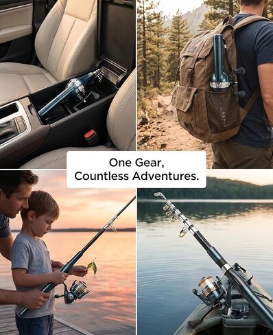 Telescopic Fishing Rod and Reel Combo, Integrated Anti-Tangle Spincast Reel with Pre-Spooled Line, Foldable Pocket Fishing Pole for Adults & Beginner, Compact Travel Gear for Camping, Hiking in Saudi Arabia