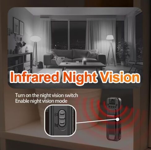 HomeBeyond Mini Body Camera، كاميرا POV صغيرة لتسجيل الصوت والفيديو بدقة 1080 بكسل، مسجل كاميرات محمولة شخصية يمكن ارتداؤها DV، كاميرا فيديو ليلية لسجلات العمل الأمني ​​ومكتب السفر in Kuwait