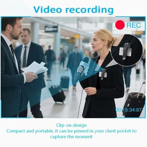 HomeBeyond Mini Body Camera، كاميرا POV صغيرة لتسجيل الصوت والفيديو بدقة 1080 بكسل، مسجل كاميرات محمولة شخصية يمكن ارتداؤها DV، كاميرا فيديو ليلية لسجلات العمل الأمني ​​ومكتب السفر in Kuwait