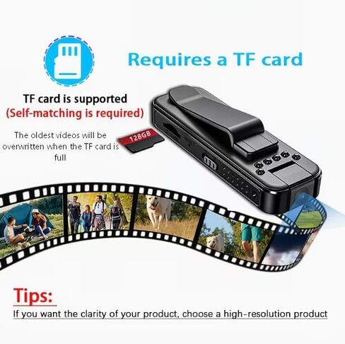 HomeBeyond Mini Body Camera، كاميرا POV صغيرة لتسجيل الصوت والفيديو بدقة 1080 بكسل، مسجل كاميرات محمولة شخصية يمكن ارتداؤها DV، كاميرا فيديو ليلية لسجلات العمل الأمني ​​ومكتب السفر in Kuwait