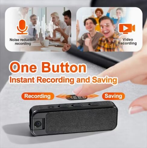 HomeBeyond Mini Body Camera، كاميرا POV صغيرة لتسجيل الصوت والفيديو بدقة 1080 بكسل، مسجل كاميرات محمولة شخصية يمكن ارتداؤها DV، كاميرا فيديو ليلية لسجلات العمل الأمني ​​ومكتب السفر in Kuwait