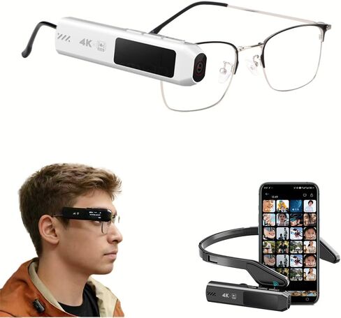 4K Wearable Camera Glasses, Ultra HD POV Video Recording with EIS, 12MP Resolution, 0.96 Inch Display, Lightweight 26.1g, First Person Perspective Camera for Running Cycling Vlogging (Black) in Saudi Arabia
