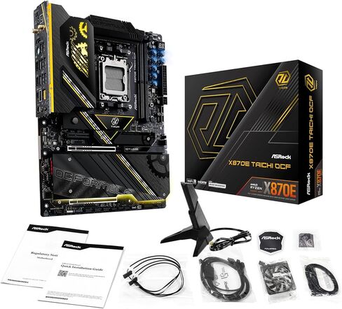 ASRock X870E Taichi OCF Socket AM5 ATX Motherboard, Supports AMD Ryzen 9000/8000/7000 Series, 22+2+1 Power Phase, DDR5, 2X PCIe 5.0 x16, USB4, WiFi 7, 5GbE LAN in Saudi Arabia