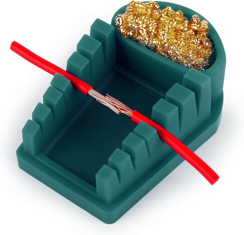 YIHUA S200 Blue Heat-Resistant Silicone Soldering Wire Holder with Brass Wool Cleaner, 6 Grooves, Storage Tray, Helping Hands Soldering Wire Welding Fixture, Compatible Diameter 32-7AWG in Saudi Arabia
