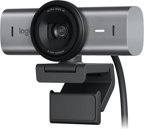 كاميرا ويب Logitech MX Brio Ultra HD 4K مع ميكروفونات لتقليل الضوضاء وجودة صورة محسنة بالذكاء الاصطناعي وحامي للخصوصية واتصال USB-C - جرافيت in Saudi Arabia