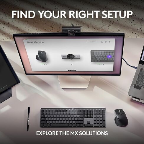 كاميرا ويب Logitech MX Brio Ultra HD 4K مع ميكروفونات لتقليل الضوضاء وجودة صورة محسنة بالذكاء الاصطناعي وحامي للخصوصية واتصال USB-C - جرافيت in Saudi Arabia