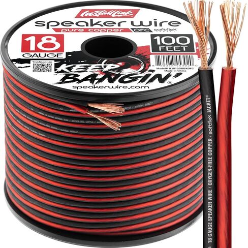 قم بتثبيت كابل سلك مكبر الصوت مقاس 18 AWG (100 قدم) ستيريو أو سيارة أو مسرح منزلي (OFC) in Kuwait