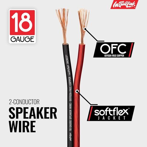 قم بتثبيت كابل سلك مكبر الصوت مقاس 18 AWG (100 قدم) ستيريو أو سيارة أو مسرح منزلي (OFC) in Kuwait