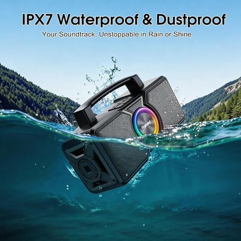 مكبرات صوت Hupoaf بلوتوث لاسلكية، مكبر صوت خارجي بصوت عالٍ بقوة 160 وات، IPX7 مقاوم للماء، صوت Boombox، بطارية طوال اليوم، مكبر صوت TWS لاسلكي محمول للحفلات، الخارج، الشاطئ، المرآب in Kuwait