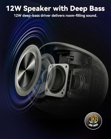 مكبر صوت بلوتوث محمول BassBloom Room 3، مقاوم للماء IPX6، اقتران TWS، صوت ستيريو قوي 12 وات مع أضواء RGB، بلوتوث 5.4، وقت تشغيل طوال اليوم، مثالي لأي سطح في المنزل in Kuwait