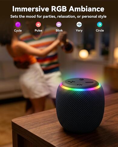 مكبر صوت بلوتوث محمول BassBloom Room 3، مقاوم للماء IPX6، اقتران TWS، صوت ستيريو قوي 12 وات مع أضواء RGB، بلوتوث 5.4، وقت تشغيل طوال اليوم، مثالي لأي سطح في المنزل in Kuwait