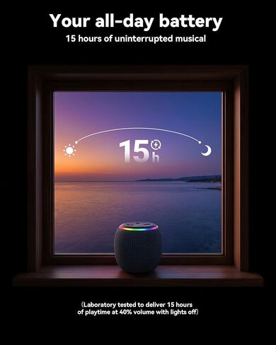 BassBloom Room 3 Portable Bluetooth Speaker, IPX6 Waterproof, TWS Pairing, 12W Powerful Stereo Sound with RGB Lights, Bluetooth 5.4, All-Day Playtime, Ideal for on Any Surface at Home in Saudi Arabia