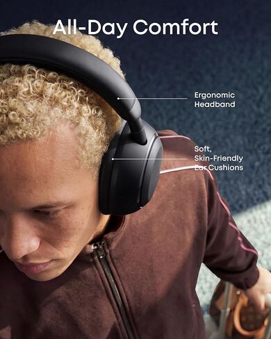 Soundcore Space 2 by Anker, Active Noise Cancelling Headphones with Protective Case, Comfortable Fit, 50H Playtime, LDAC Hi-Res Wireless Audio, Dual Connection, Clear Calls, Bluetooth 6.1, Nap Mode in Saudi Arabia