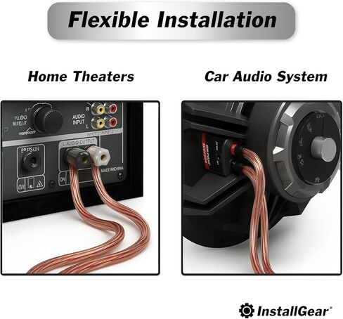 سلك مكبر صوت InstallGear بطول 30 قدمًا وقياس 14 - سلك نحاسي شفاف لصوت السيارة والمسرح المنزلي والصوت المحيطي - سترة PVC متينة - معرف قطبية سهل - كابل مكبر صوت مرن in Kuwait