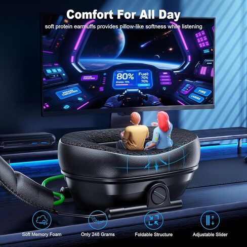 سماعة الألعاب اللاسلكية Fachixy VK81 لأجهزة PS5 وPS4 والكمبيوتر الشخصي والكمبيوتر المحمول وأجهزة Mac والتبديل، مزدوجة منخفضة الكمون 2.4 جيجا هرتز USB/Type-C & BT 5.4، ميكروفون ENC لإلغاء الضوضاء، صوت ستيريو ثلاثي الأبعاد، إضاءة RGB، بطارية 48 ساعة in Kuwait